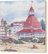 Hotel Del Coronado Beach Wood Print