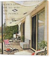 House And Garden Cover Of A Furnished Patio Wood Print