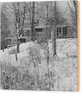 Edward Steichen's Connecticut Home In Snow Wood Print