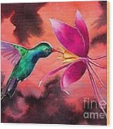 Hummingbird And Columbine Wood Print