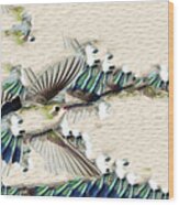 Hummingbird With Happy Feet Wood Print