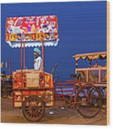 Ice Cream Seller On The Beach At Dusk Wood Print