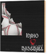 Idaho Loves Baseball Wood Print