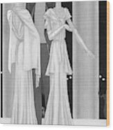 Illustration Of Two Women Wearing Evening Dresses Wood Print