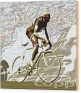 Illustration Print Giro De Italia Coppi Vintage Map Cycling Wood Print