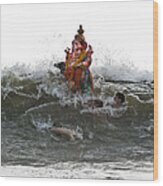 Immersion Of Lord Ganesha Wood Print