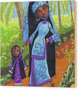 India Girls Wood Print