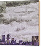 Indianapolis Indiana Skyline Digitally Painted Purple 1 Wood Print