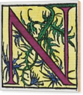 Initial 'n', 1544 Wood Print