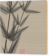 Ink Style Bamboo Illustration In Black Wood Print