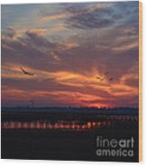 Inlet Sunset Throw Pillow Wood Print