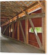 Inside A Covered Bridge Wood Print