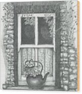 Ireland Cottage Window Wood Print