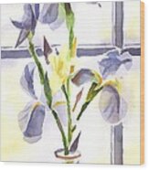 Irises In The Window Ii Wood Print