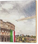 Italian Flag In Rome Wood Print