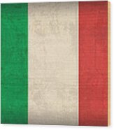 Italy Flag Vintage Distressed Finish Wood Print