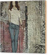 It's Her Beauty Abstract Mixed Media Collage Wood Print