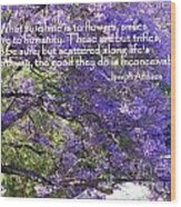 Jacaranda Beauty Smile Quote Wood Print