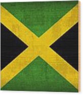 Jamaica Flag Vintage Distressed Finish Wood Print