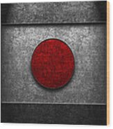 Japanese Flag Stone Texture Wood Print