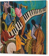 Jazz On Fire Wood Print