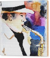 Jazz Player Wood Print
