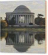 Jefferson Memorial In Autumn Wood Print