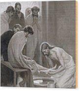 Jesus Washing The Feet Of His Disciples Wood Print