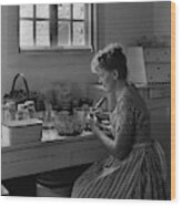 June Plat Preparing Food In Her Kitchen Wood Print