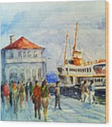 Kadikoy Ferry Arrives Wood Print