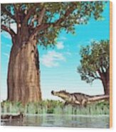 Kaprosuchus Prehistoric Crocodiles Wood Print
