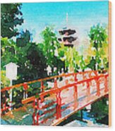 Kawasaki Daishi Bridge And Five-storied Pagoda Wood Print