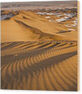 Khongor Sand Dunes In Winter Gobi Desert Wood Print