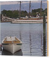 Kindred Spirits - Boat Reflections On The Mystic River Wood Print