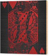 King Of Hearts In Red On Black Canvas Wood Print