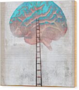 Ladder Leading To Large Brain Wood Print