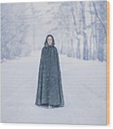 Lady Of The Winter Forest Wood Print