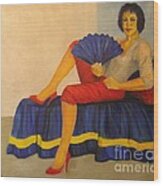 Lady With Fan - Die Dame Mit Dem Faecher Wood Print