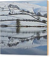 Ladybower Winter Panorama Wood Print