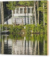 Lake Cabin Wood Print