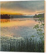 Lakeside Sunrise Wood Print