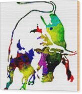 Lamborghini Bull Emblem Colorful Abstract. Wood Print