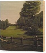 Landscape Of Duxbury Golf Course - Image Of Original Oil Painting Wood Print