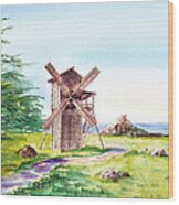 Landscapes Of California Fort Ross Windmill Wood Print