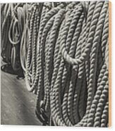 League Of Rope Black And White Sepia Wood Print