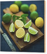 Lemons And Limes Wood Print