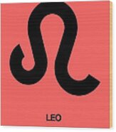 Leo Zodiac Sign Black Wood Print