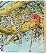 Leopard With A Kill Wood Print