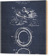 Lifebuoy Patent From 1919 - Navy Blue Wood Print