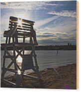 Lifeguard Stand Silhouette Wood Print